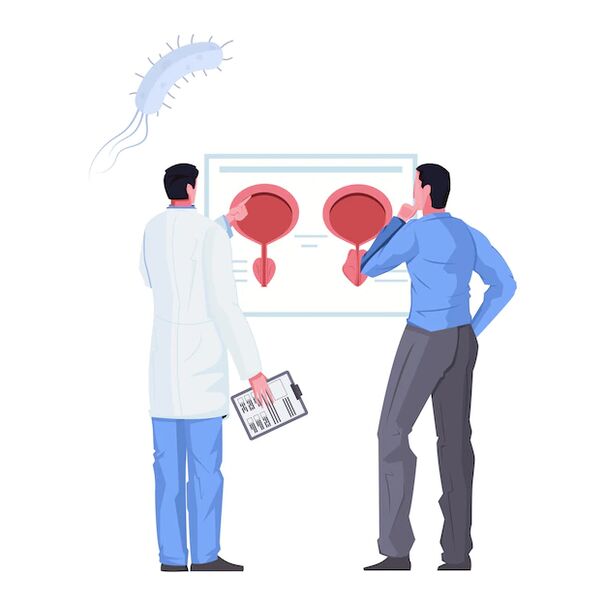 A man with signs of cystitis in consultation with a urologist