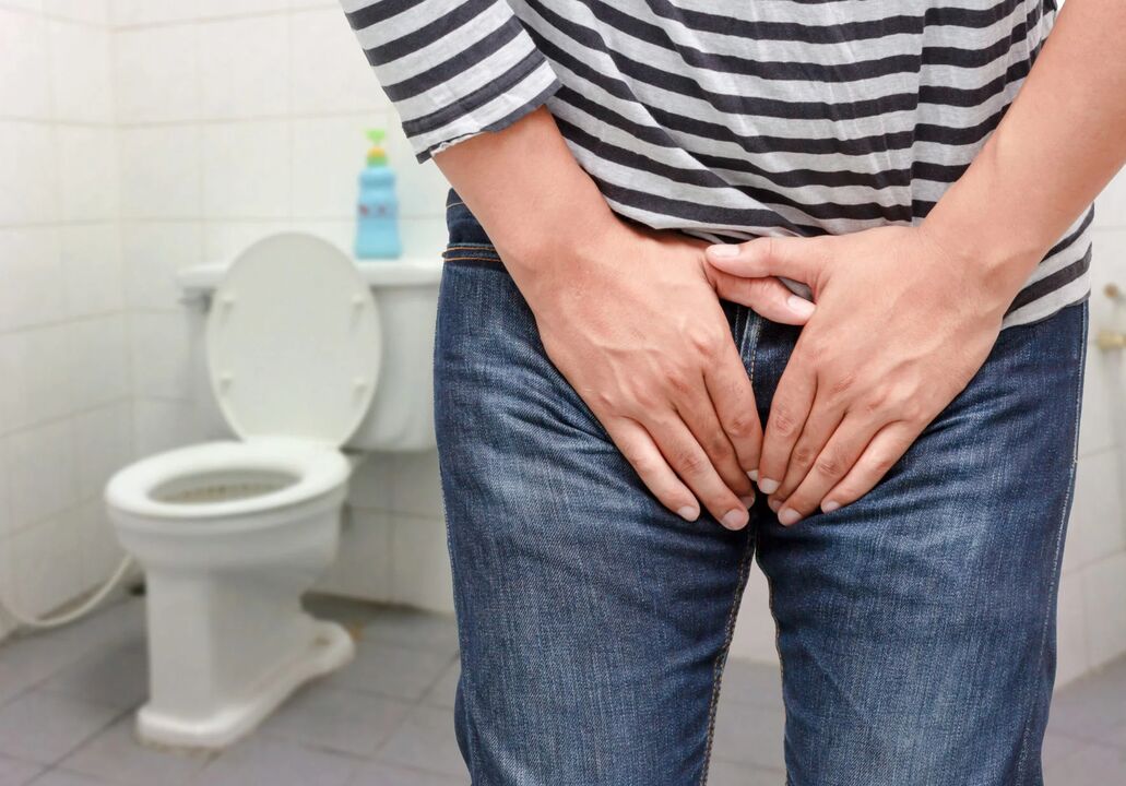 Cystitis in a man, accompanied by frequent urge to urinate and pain